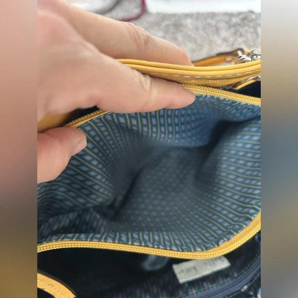 Kelly & Katie Faux Patent Leather Shoulder Purse in Muted Yellow Gold - Picture 4 of 10